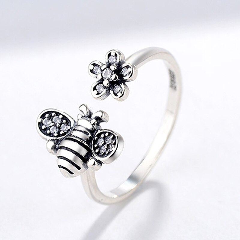 Paylor Mode Zilveren Leuke Bee & Poëtische Daisy Bloem Open Vinger Ring voor Vrouwen Engagement Bruiloft Sieraden Cadeau