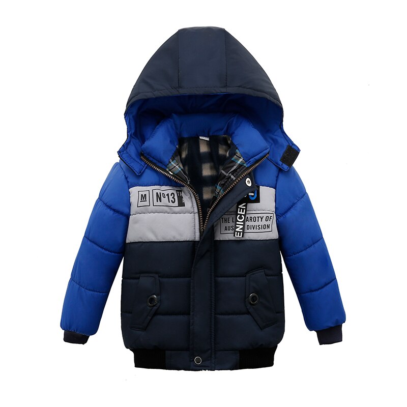 Winterjas Dikke Meisjes Jongens Jas Warm Kinderen Jassen Katoen Baby Kleding Gewatteerde Jas Kid Kleding: Blauw / 4T