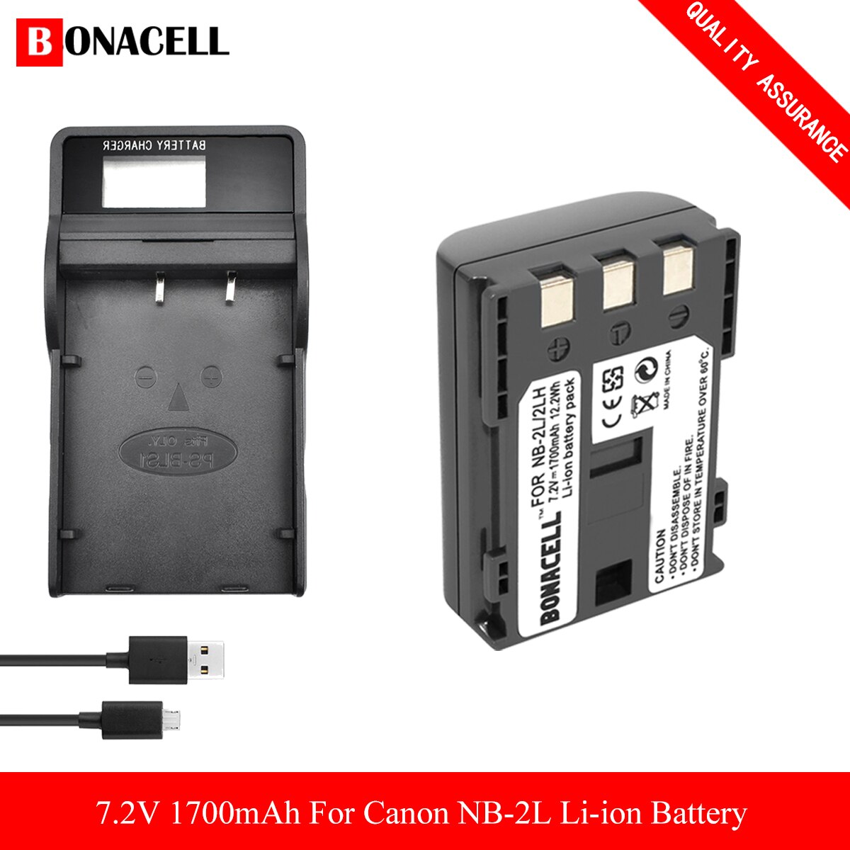 NB-2L Battery+Charger for Canon NB-2L NB-2LH BP-2L5 BP-2LH DC301 DC310 DC320 DC330 DC410 DC420 Elura 40 50 60 65 70 80 85 90 Z50: 1X Battery-Charger