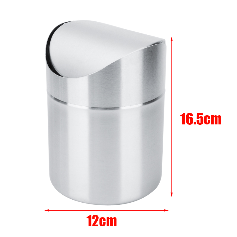 1.5 L Mini Small Waste Bin Desktop Garbage Basket Home Office Table Stainless Steel Trash Can Dustbin Sundries Barrel Box