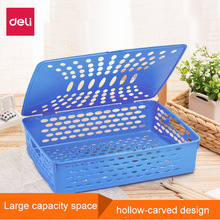 Deli 1pcs Proper document basket 923 file basket tidy tabletop reception box data box file basket blue