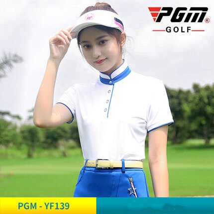 neue Golf Kleid Damen Kurzarm T-Shirt Golf Felsen Sommer Atmungsaktive frauen Anzug Größe XS-XL: Weiß Blau / XL