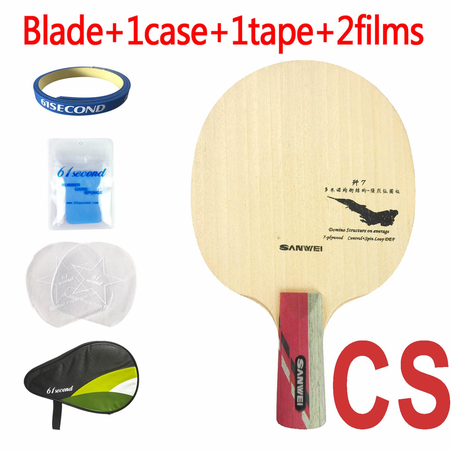 Sanwei j -7 j7 j 7 def tafeltennis pingpongblad: Cs met hm-hoesje