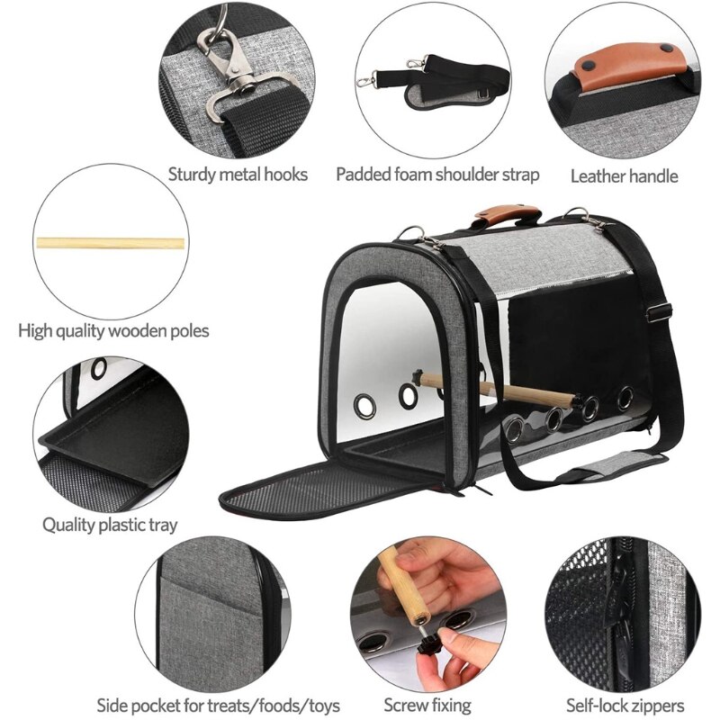Multifonctionnel oiseau sac de voyage Portable animal de compagnie oiseau perroquet transporteur respirant sortir voyage Cage petits animaux transporteur