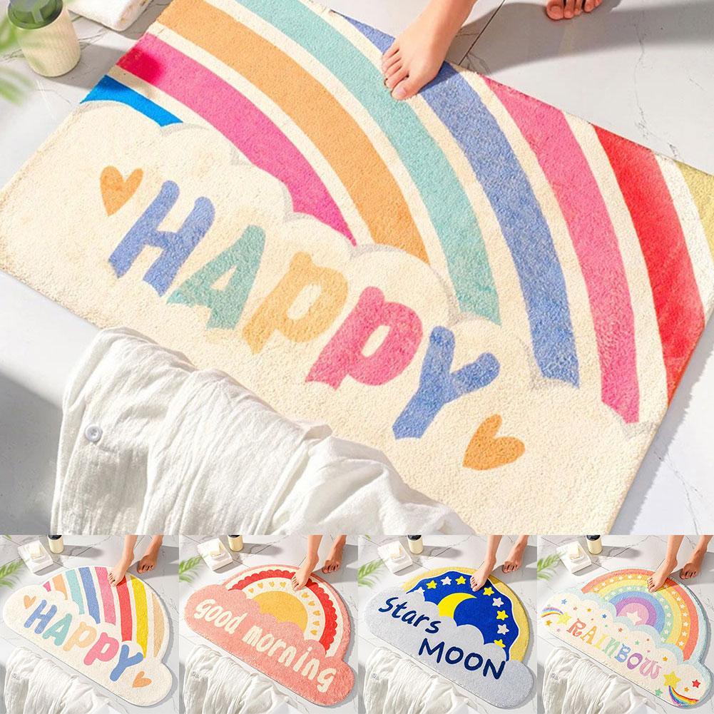 Thuis Regenboog Deurmat Halve Cirkel Vloermat Badkamer Deur Entree Antislipmatten Cartoon Kleur Tapijt Stofdicht Waterdicht Tapijt
