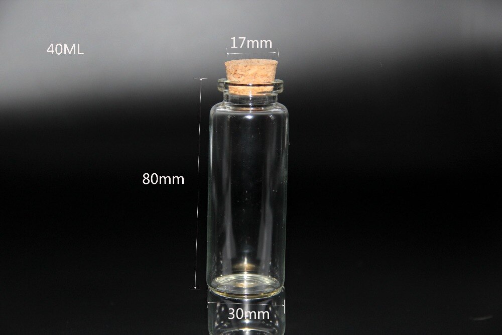 10 stuks 30*80mm 40ml flessen met kurk kleine transparante mini lege glazen flesjes potten container heldere voedselfles huisdecoratie