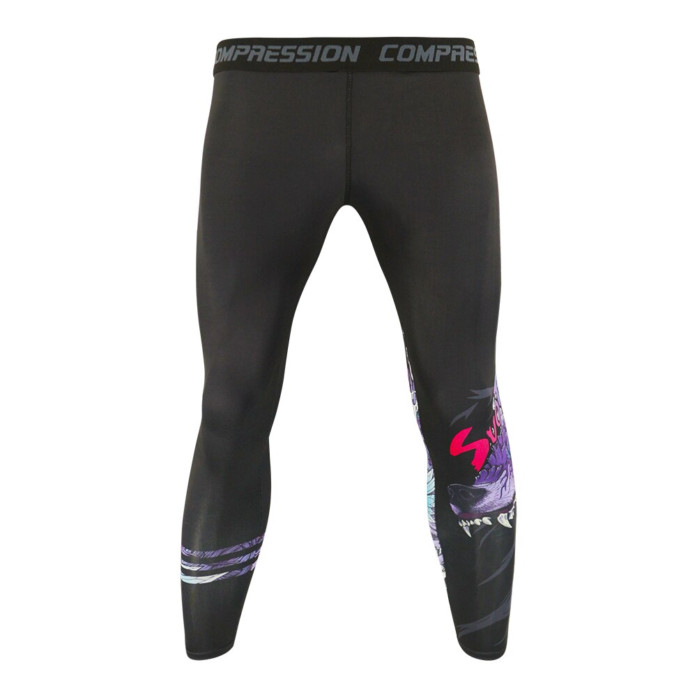 Suotf roaring dragon mænd bukser løbe stramme leggings sport tights gym kompressions fitness træning sportwear jogging bukser