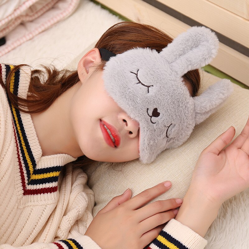 4 farver plys kanin bløde sovende øjenmasker bind for øjnene øjendæksel søvn skygge øjenplaster bandage slap af