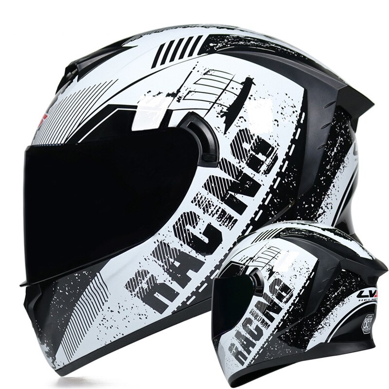 Motorhelm Met Dual Lens Full Face Motor Cafe Racer Spoor Chopper Dirt Bike Mtb Atv Enduro Racing Capacete De moto