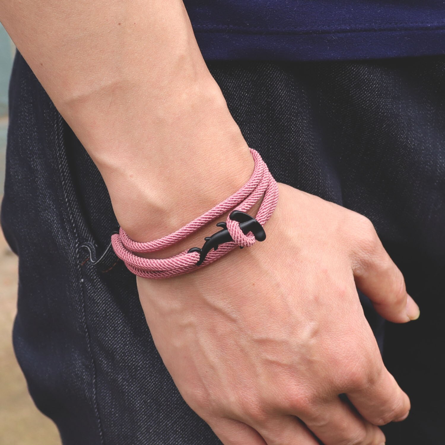 Bobo – Bracelet à cordes multicouches fait à la main pour Homme, bijou gothique, tête de requin, Viking
