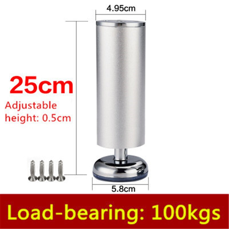 1pc 6cm-30cm möbelben höga skåpben i aluminiumlegering soffben med silikonbas höjdjusterbar 0.5cm: 25cm