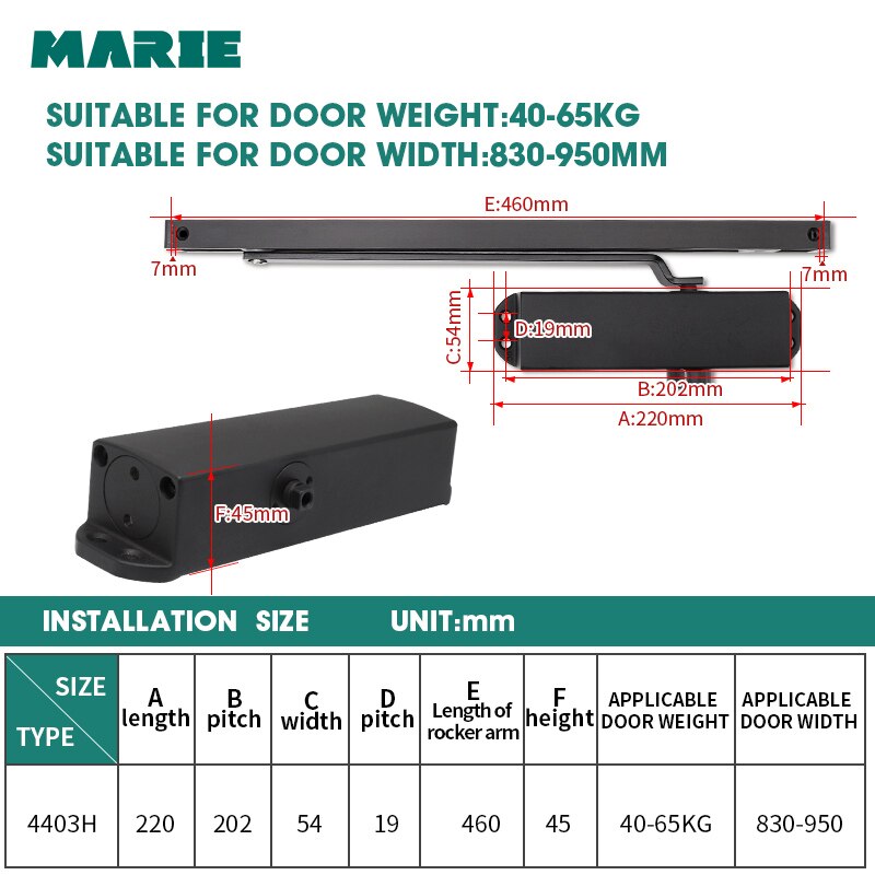 Marie4403H Automatische Schuifdeur Dichter Hydraulische Positionering Bescherming Deur 40-65Kg Verstelbare Speed Deur Controller Hardware