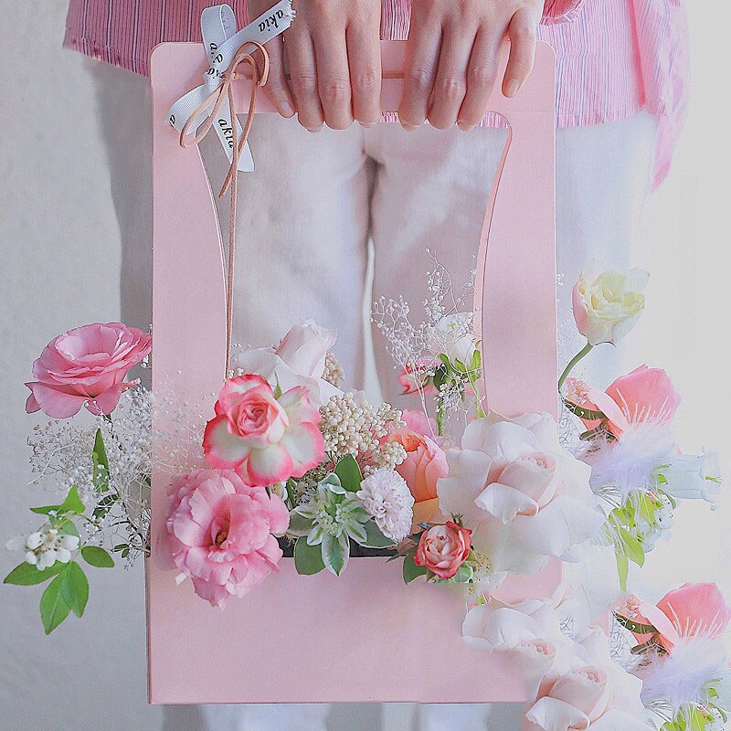 Vattentät papper blomlåda alla hjärtans dag påsar med handtag födelsedag box förpackning julfest leveranser