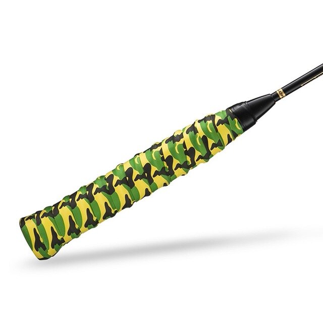 Pegamento antideslizante para manos de bádminton, cinturón absorbente para el sudor, correa de bobinado antideslizante de camuflaje, 110cm x 2,7 MM x 0,8 MM: GREEN