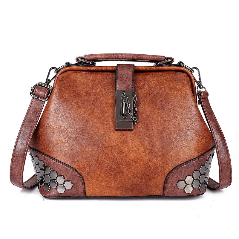 Women Handbags Chic Shoulder Bag Female Small Flap PU Leather Satchel For Girls Travel Totes Messenger Bag Doctor Bags: brown