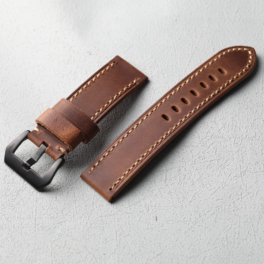Handgefertigtes Oberschicht-Rindslederarmband 20 mm, 22 mm, 24 mm, 26 mm, grobe Herrenuhrenkette aus italienischem Leder, kompatibel mit mechanischem M