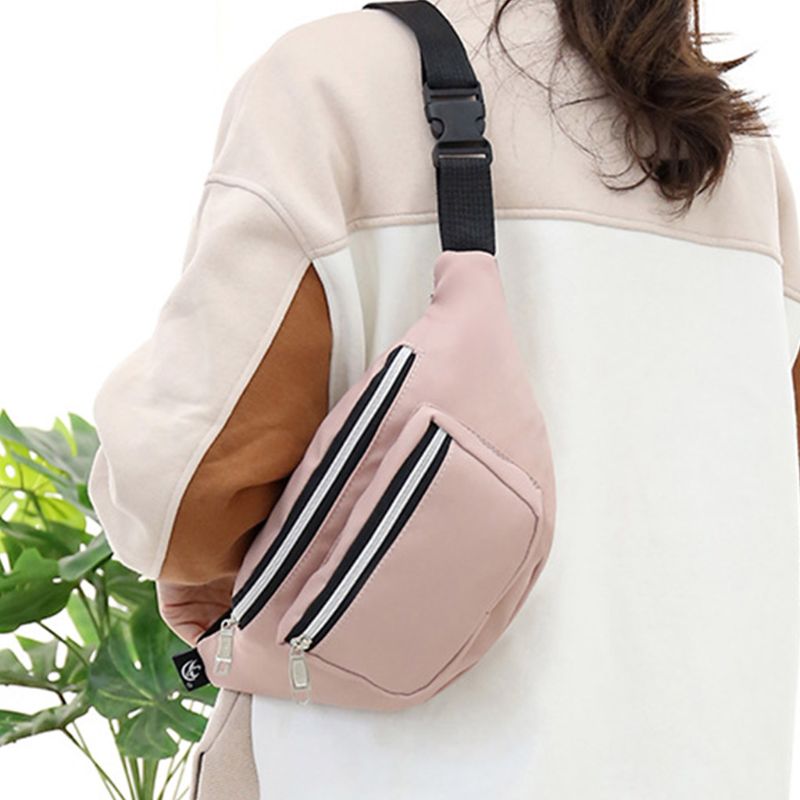 Sac de ceinture en Nylon unisexe, sac à main de poitrine à Double fermeture éclair, sacs banane imperméables pour hommes et femmes