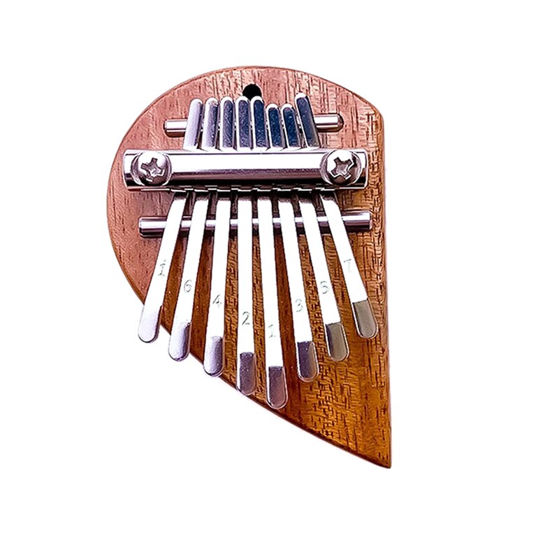 8 Key Mini Kalimba Solid Wood Half Heart Portable Finger Piano Marimba Pendant For Musical Accessory: Indigo Blue