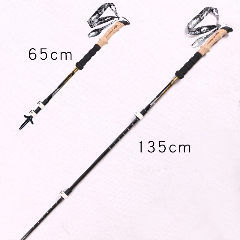 Mountain-climbing Walking Stick Carbon Fibers Ultra light 3 Section External lock Outdoor Hiking 135cm