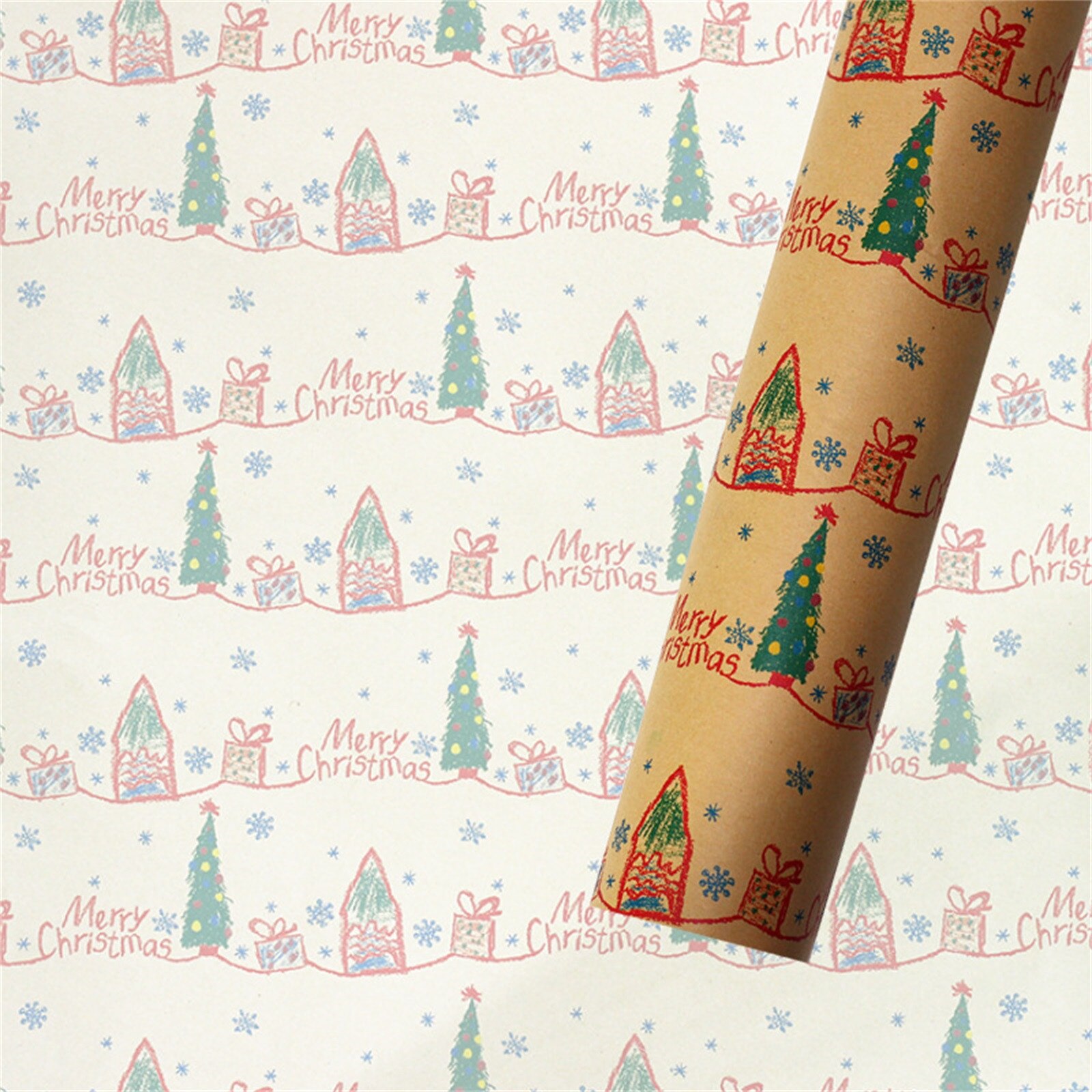 Christmas Printing Kraft Paper Roll Crafts Art Packaging Decorative Paper Christmas Home Decoration Year Party Paper#50: D