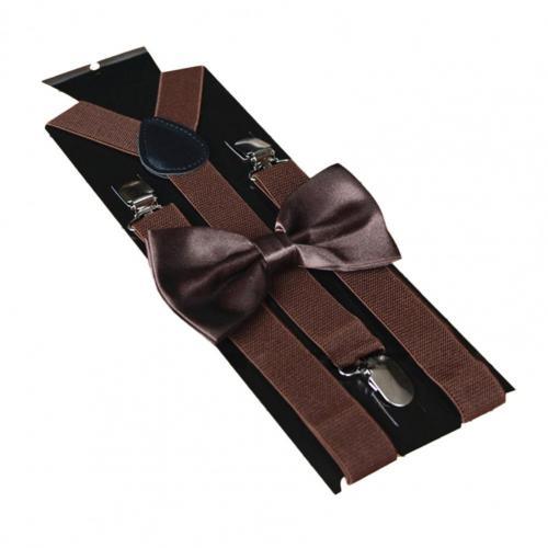Bretelles robustes pour hommes, noir, 17 couleurs, 3 pinces solides, pantalon élastique réglable, bretelles, travail, fête: Coffee