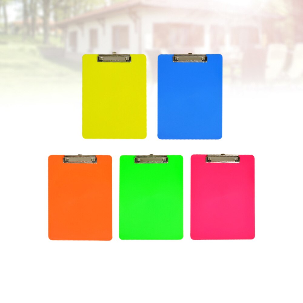 5pcs Clipboard Durable Colorful A4 Plastic Clip Board Paper Clipboard File Binder Holder for Office Home School