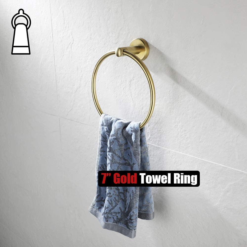 Badeværelse tilbehør håndklæde ring rund håndklæde ring guld håndklæde ring rustfrit stål håndklædeholder til badeværelse vægbeslag