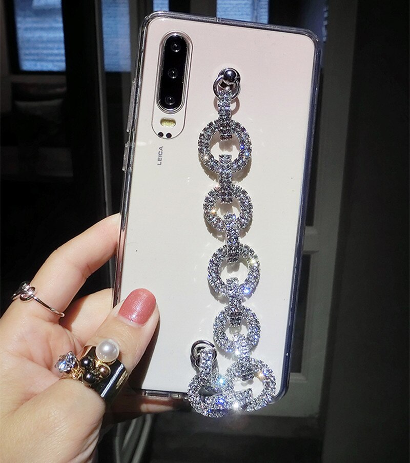 Lady Bling Rhinestone Diamond Bracelet Chain Crystal Case For XiaoMi Mi 11 Lite 11Ultra 10S 10T Pro Redmi Note 11 10 Pro K50 K40