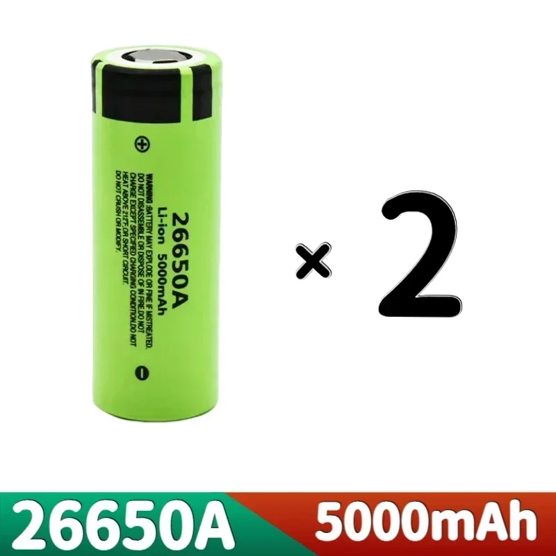 Originele 26650 Lithium Ion Batterij 3.7V 5000mAh 50A Power voor LED Zaklamp Hoge Capaciteit Langdurige 26650A: green