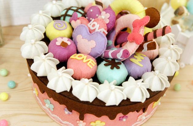 Śliczne DIY szycie zestaw filcowy materiał robić rękodzieła czuł Diy rękodzieło słodki tort urodzinowy schowek filcowania zestaw włóknina rękodzieło