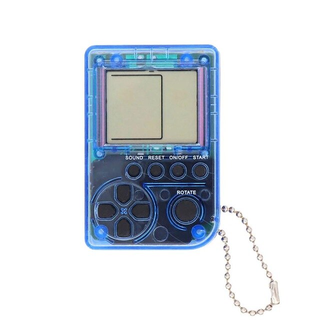 Mini-classique russe Tetris Machine de jeu pour enfants rétro-nostalgie Mini-jeu Machine clé lien jeu de poche: blue