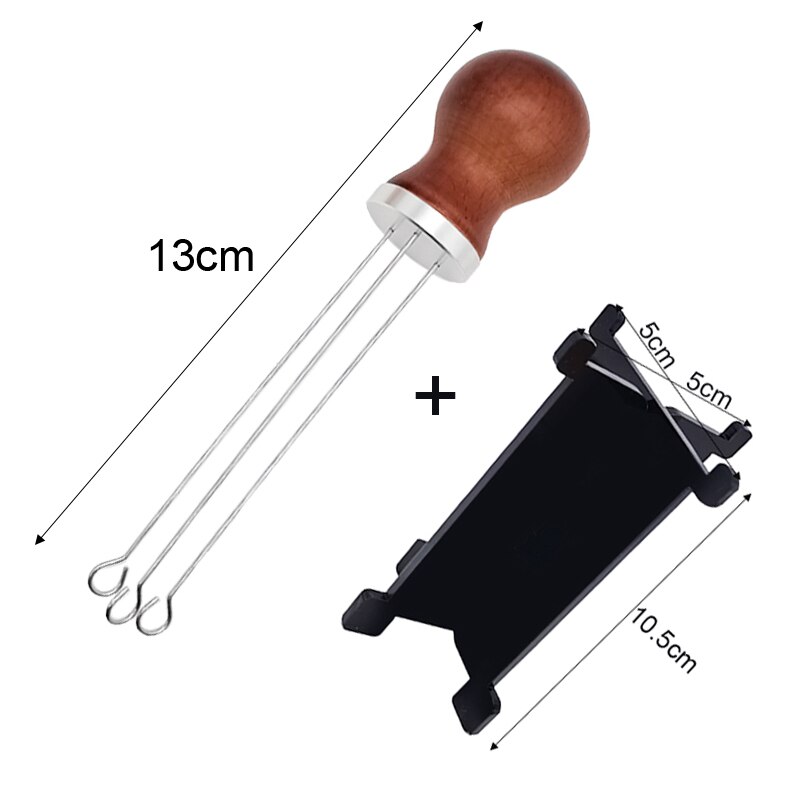 Manico in legno massello acciaio inossidabile caffè Espresso manomissione agitazione ago per filtro caffè Porfilter Maker Tools