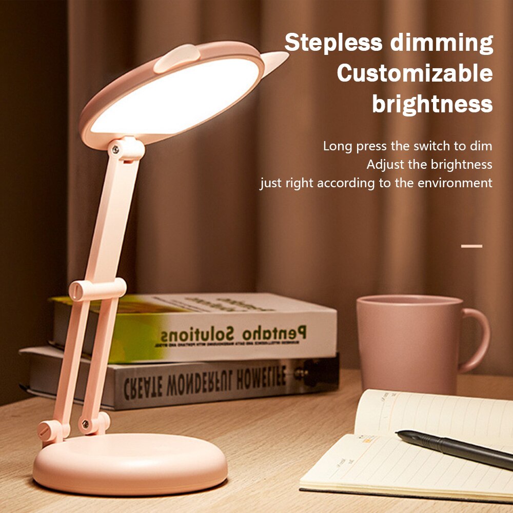 Leuke Led Bureaulamp Helderheid Verstelbare Opvouwbare Led Desktop Lamp Oogbescherming Nachtlampje Kinderen Kids Leuke Leeslamp