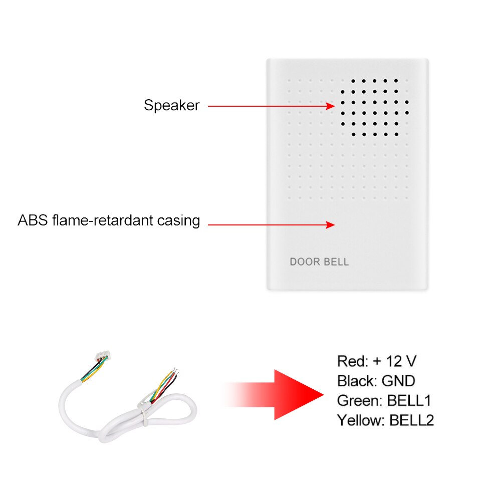 Wired Door Bell DC 12V Wired Doorbell Door with Crispy and Bright Ringtone Function for Security Access Control System