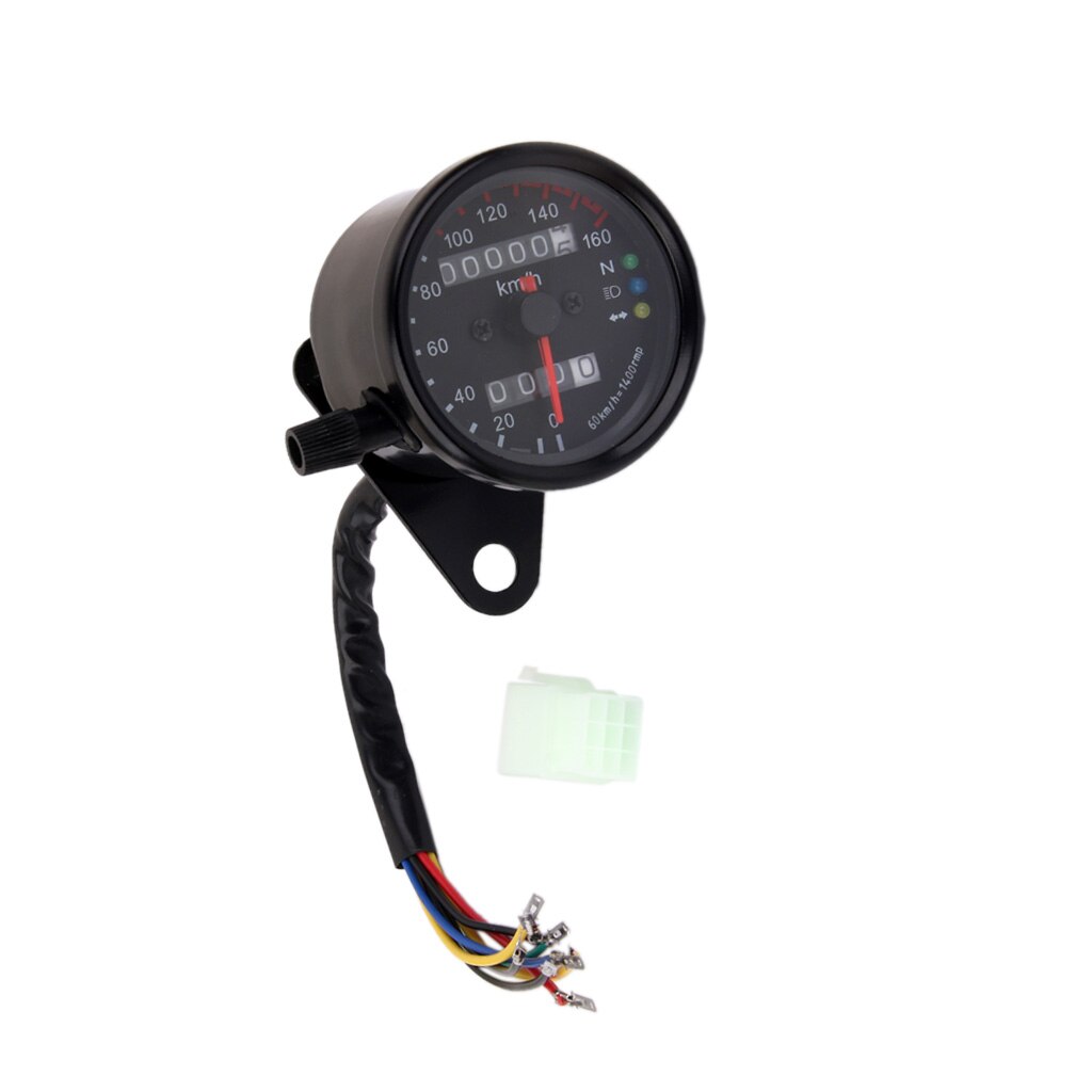 Motorcycle Dual LED Odometer Speed Speedo Meter Gauge 0-160km/h Backlight