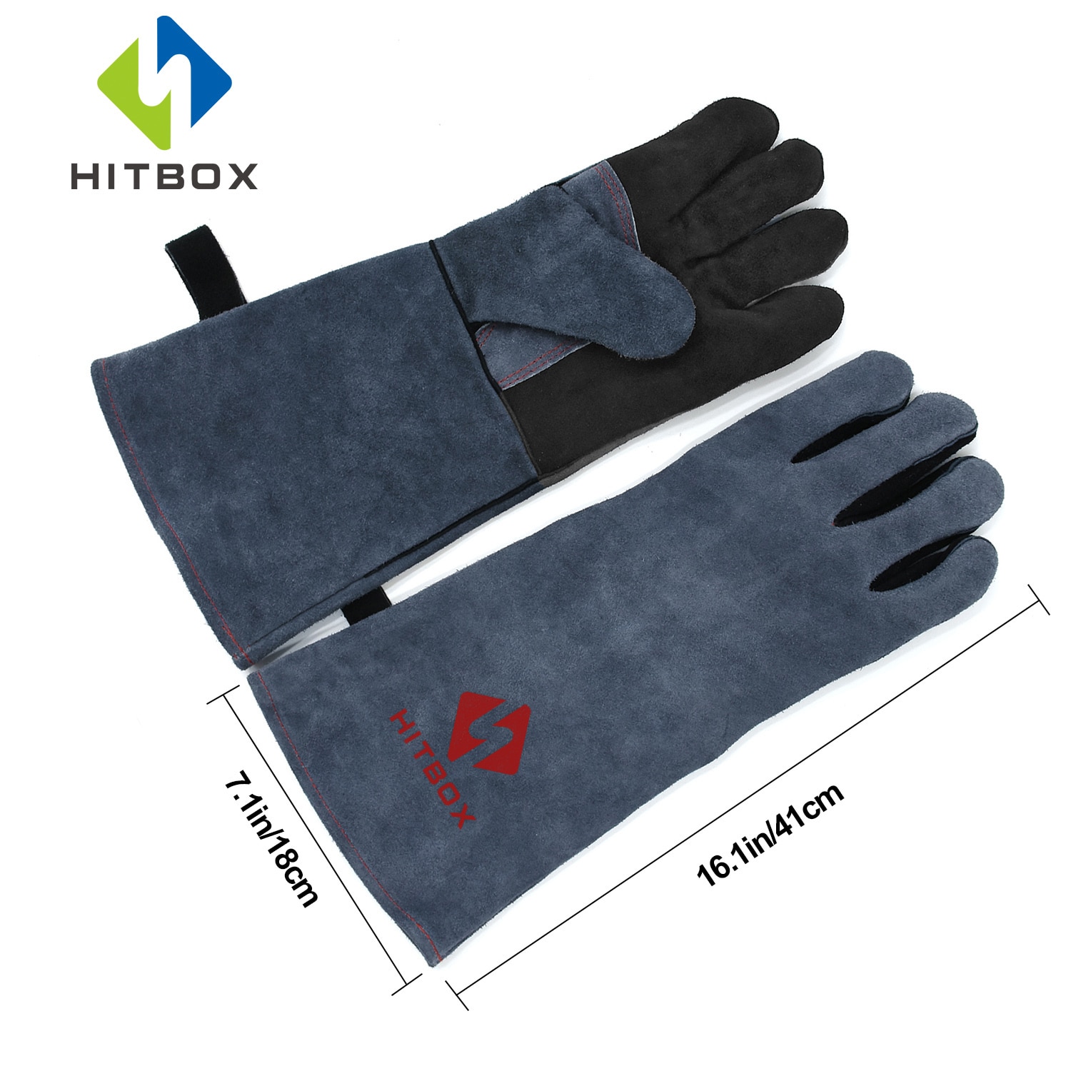 HITBOX Schweißhandschuhe, Grill, Küchenherd, hitzebeständig, Haustiertraining, dickes Leder, Übergröße