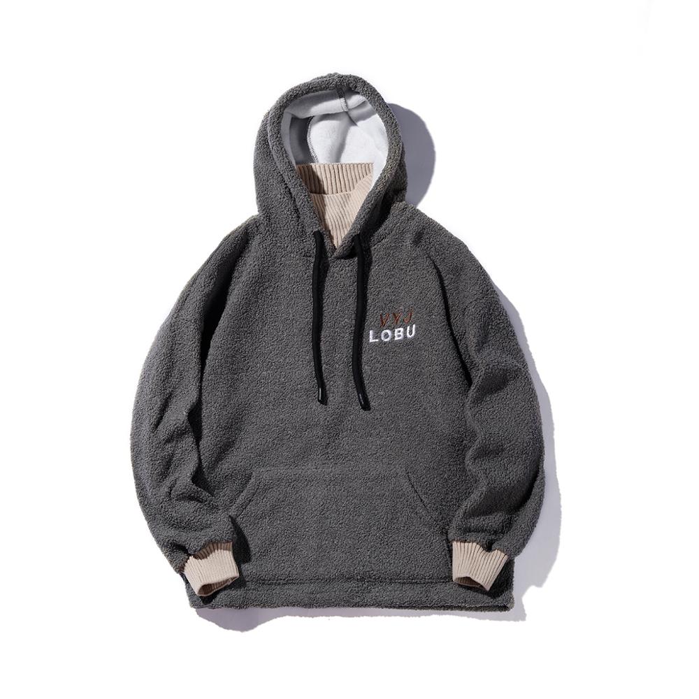 Dark Icon Fleece Pullover Men's Hoodie Autumn Oversized Sweatshirts with Hoodie Preppy Style Man Clothing: grey / XL