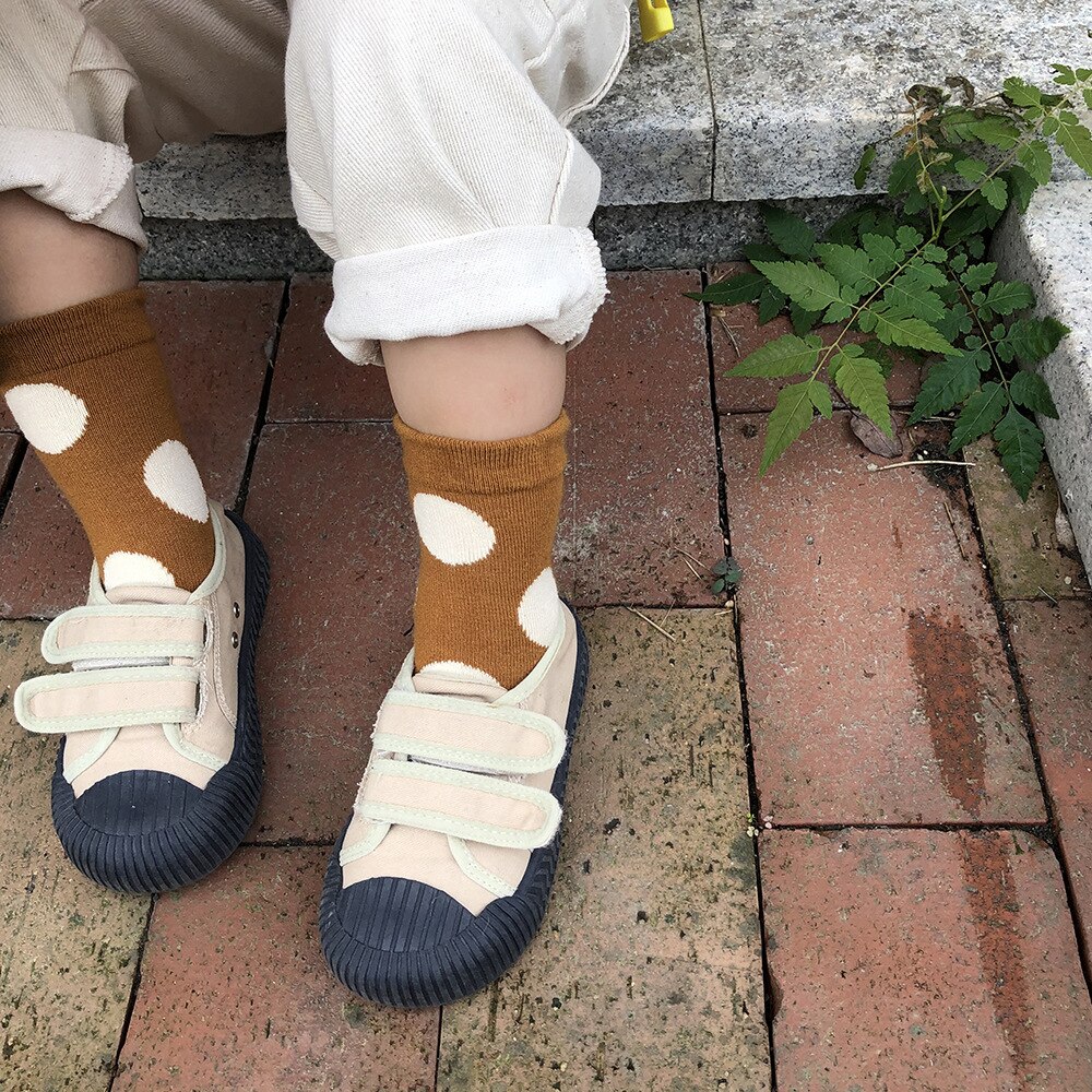 Chaussettes à pois colorées pour filles, chaussettes de sport pour enfants, chaussettes de sol en coton pour enfants, de noël