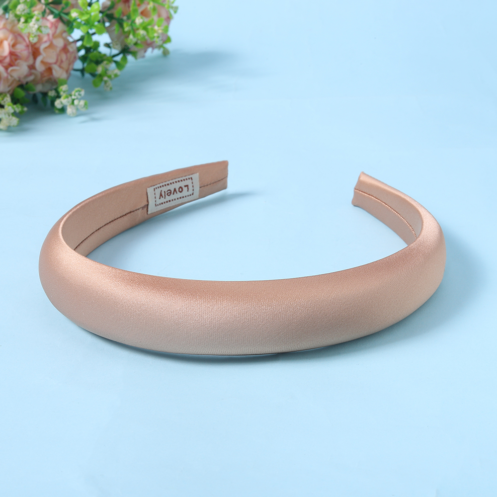 2.5cm Solid Color Plaid Hairband Wide Edge Satin Plaid Sponge Elastic Hair Bands for Women Bandeau Cheveux: GRAY