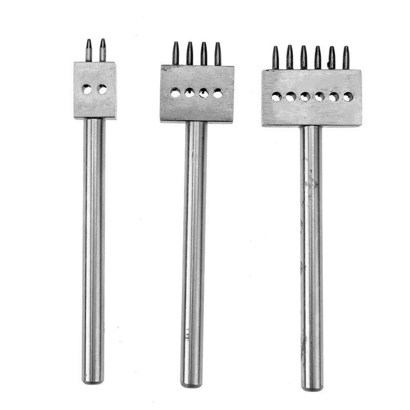 3Pcs 4Mm Ronde Leer Hobbygereedschappen Perforators Gereedschap Afstand Gat Rij Handgemaakte Ponsen Tool Leer Ponsen Tool