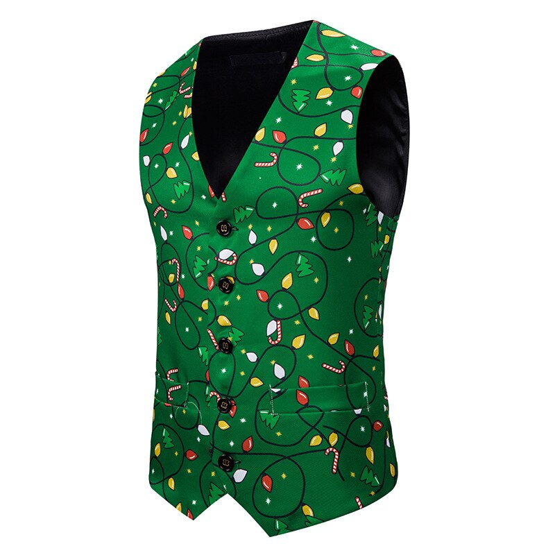 Christmas Vest Year Men's Christmas 3D Light Bulb Printing Vest Men's Suit Vest Wedding Vest MJ186