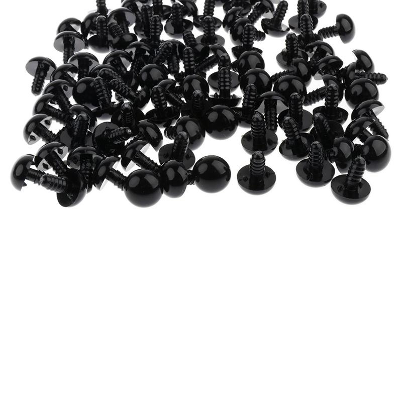 100 Stuks Zwarte Pop Ogen Veiligheid Ogen Plastic Ogen Met Schijven