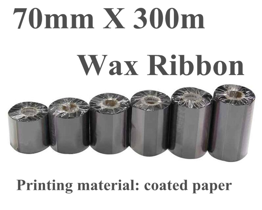 DRVXIN 2 Roll/Lot Thermische Transfer Waslint 70mm X 300m Zwart gecoat papier label printer lint voor Barcode Printer ZT220