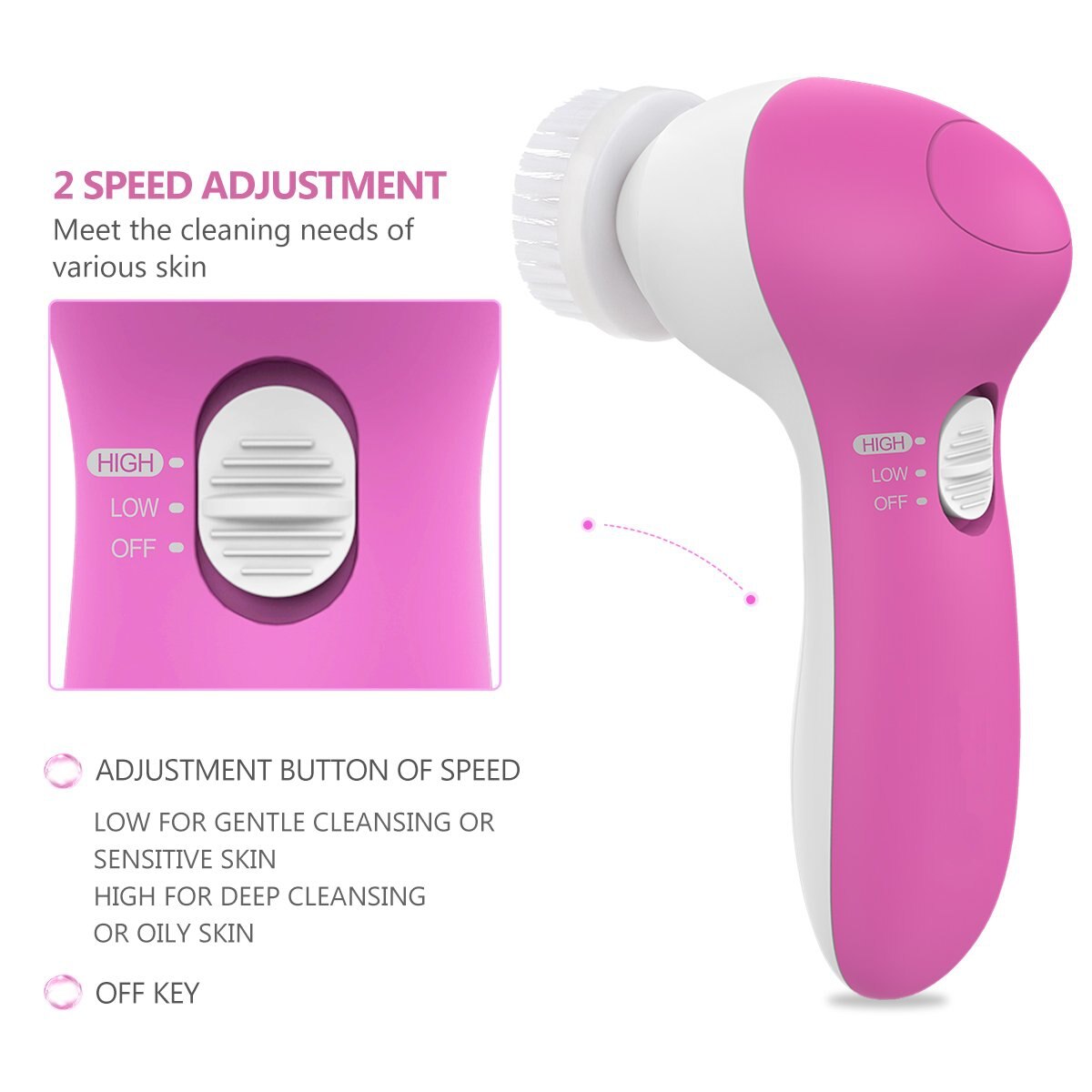 Brosse électrique de nettoyage du visage 5 in en 1, machine de nettoyage du visage, nettoyeur des pores de la peau, nettoyage du corps, massage, beauté, brosse de massage