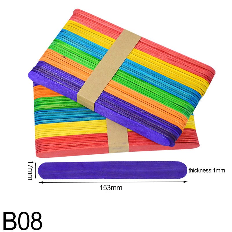 50pcs/lot Popsicle Stick Natural Wood Ice Cream Sticks Kids DIY Hand Crafts Ice Cube Making Cream Tools Model Lollipop Cake Mold: B08