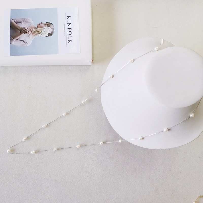 Daimi 6-7mm longo pérola colar prata 925 jóias camisola pérola colar para mulher