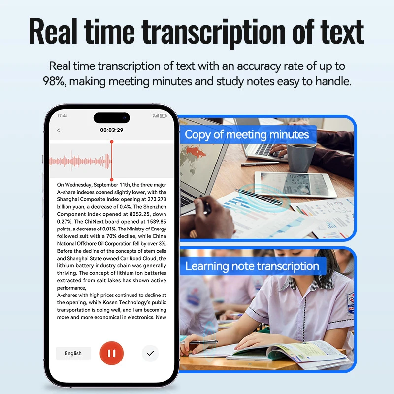 Gravador de voz ai, controle por aplicativo, tradução inteligente, caneta de gravação em tempo real, tradutor de 128gb, ditaphone de áudio