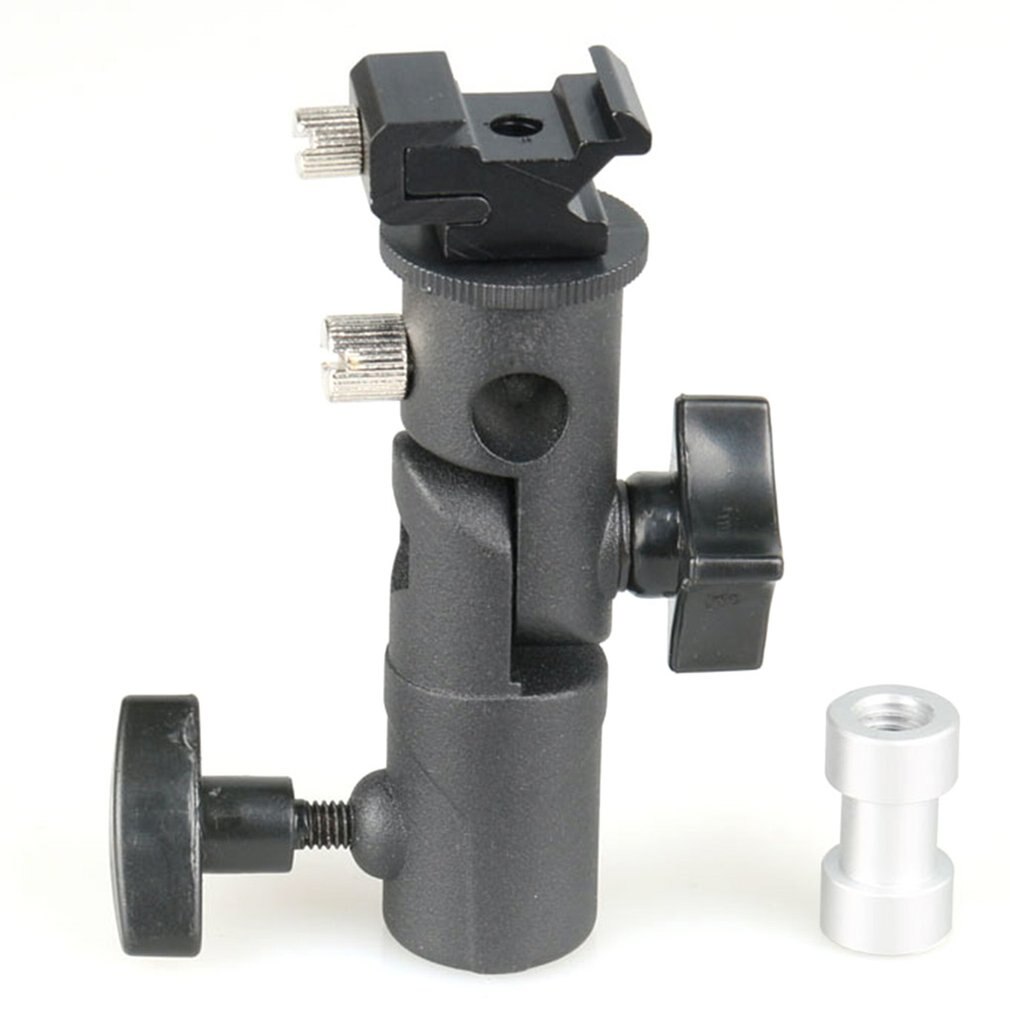 E Type Metal Flash Bracket Universal Shoe Speedlite Umbrella Holder With 1/4" to 3/8" Screw Mount Swivel Adapter