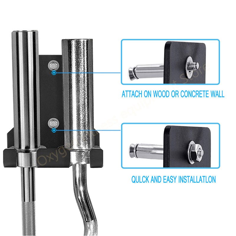 Wall Mounted Hanging Bar Holder Single Double Barbell Storage Gym Or Home Space Saving Vertical Barbell Rack For Under 33mm Bars