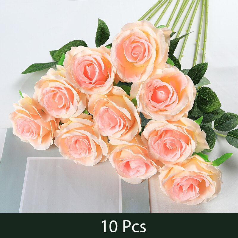 10 Pcs Rose Artificielle Flower Silk Rose Flower 50cm High Wedding Flowers Decoration Luxury Home Decor Valentine Day